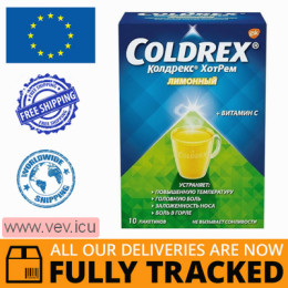 Coldrex HotRem powder for oral solution, with lemon flavour  10 sachets — Made in Spain — Free Delivery