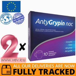 AntyGrypin Night 500 mg + 200 mg + 4 mg,  2p x 10 sachets — Made in Poland — Free Delivery