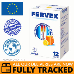 FERVEX (500 MG + 200 MG + 25 MG) 12 Sachets - MADE IN FRANCE - FREE SHIPPING 