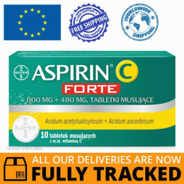 Aspirin C Forte 10 tablets — Made in Germany by Bayer — Free Delivery