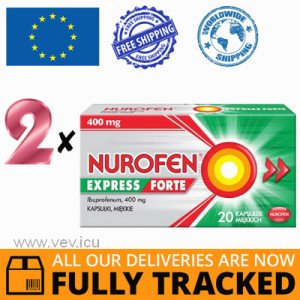 2 x NUROFEN EXPRESS FORTE IBUPROFEN 400 MG 20 CAPS — MADE IN GREAT BRITAIN — FREE SHIPPING