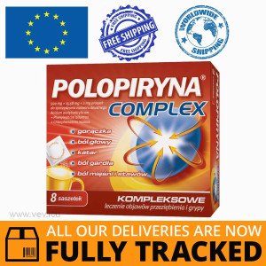 Polopiryna Complex 8 sachets — Made in Poland by Polpharma — Free Delivery