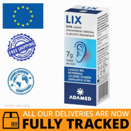 LIX Ear Drops 05% 7G — Made in Poland by Adamed — Free Delivery