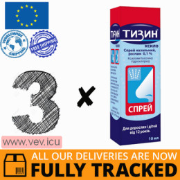 Tyzine Xylo nasal spray 0.1%, 3p x 10 ml — Made in France — Free Delivery