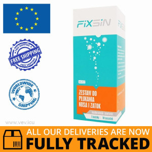 FIXSIN Basic Set for Rinsing the Nose and Sinuses (1 Bottle + 15 Sachets) — Made in Poland — Free Delivery