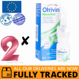2 x OTRIVIN MENTHOL AEROSOL 10ML — MADE IN POLAND — FREE SHIPPING