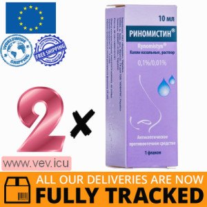 Rynomistyn nasal drops solution 0.1% / 0.01%, 2p x 10 ml — Made in Ukraine — Free Delivery 