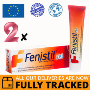 2 x FENISTIL GEL 1MG/G 30G — MADE IN SWITZERLAND — FREE SHIPPING
