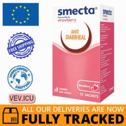 Smecta Strawberry, powder for oral suspension, 3g x 12 sachets — Made in France— Free Delivery