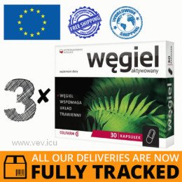 3 x ACTIVATED CHARCOAL 30 TABS - MADE IN POLAND - FREE SHIPPING 