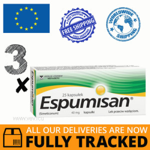 3 x ESPUMISAN 40MG 25 CAPS - MADE IN GERMANY - FREE SHIPPING 3 x ESPUMISAN 40MG 25 CAPS - MADE IN GERMANY - FREE SHIPPING