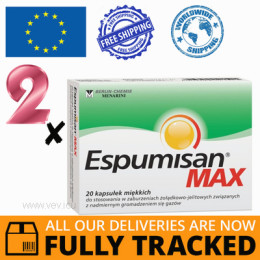 2 x ESPUMISAN MAX 140MG 20 CAPS - MADE IN GERMANY - FREE SHIPPING
