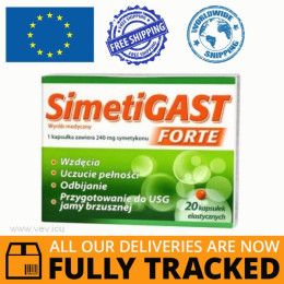 Simetigast Forte 240mg 20 capsules — Made in Poland by Polpharma — Free Delivery