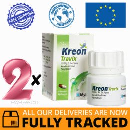 2 x KREON TRAVIX 50 CAPS — MADE IN POLAND — FREE SHIPPING