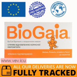 BioGaia ProTectis, with strawberry flavor, 20 tablets — Made in Spain — Free Delivery