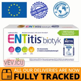 ENTitis Biotyk, from 3 years, strawberry flavor, 10 lozenges — Made in Poland — Free Delivery