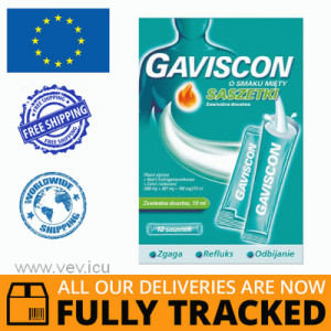 GAVISCON WITH MINT FLAVOR, ORAL SUSPENSION, 12 SACHETS — MADE IN GREAT BRITAIN — FREE SHIPPING