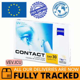 Carl Zeiss Contact Day 30 Spheric (6 lenses) DIA 14.20, BC 8.60 — Made in Germany — Free Delivery Carl Zeiss Contact Day 30 Spheric (6 lenses) DIA 14.20, BC 8.60 — Made in Germany — Free Delivery