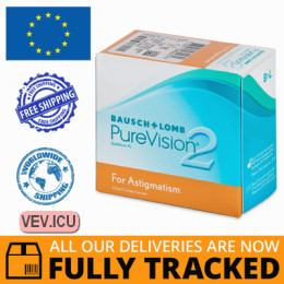 PureVision 2 for Astigmatism (6 lenses) DIA 14.50, BC 8.90 — Made in USA — Free Delivery