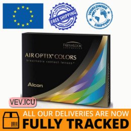 Air Optix Colors - Blue - zero lenses (2 lenses) DIA 14.20, BC 8.60, Power 0 — Made in USA — Free Delivery
