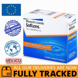 SofLens Toric (6 lenses) DIA 14.50, BC 8.50 — Made in USA — Free Delivery SofLens Toric (6 lenses) DIA 14.50, BC 8.50 — Made in USA — Free Delivery