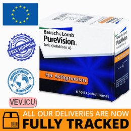 PureVision Toric (6 lenses) DIA 14.00, BC 8.70 — Made in USA — Free Delivery
