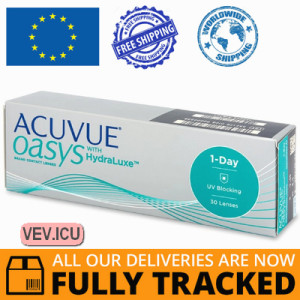 Acuvue Oasys 1-Day with Hydraluxe (30 lenses) DIA 14.30, BC 9.00 — Made in USA — Free Delivery