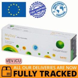 CooperVision MyDay daily disposable toric (30 lenses) DIA 14.50, BC 8.60 — Made in USA — Free Delivery