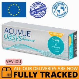 Acuvue Oasys 1-Day with HydraLuxe for Astigmatism (30 lenses) DIA 14.30, BC 8.50 — Made in USA — Free Delivery