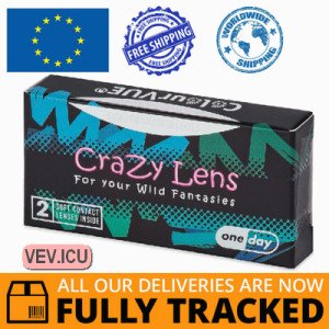 ColourVUE Crazy Lens - Reignfire - zero lenses (2 lenses) DIA 14.00, BC 8.60, Power 0 — Made in USA — Free Delivery