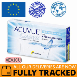 Acuvue Oasys for Astigmatism (6 lenses) DIA 14.50, BC 8.60 — Made in USA — Free Delivery