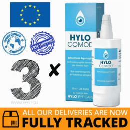 3 x HYLO-COMOD 10ML EYE DROPS — MADE IN GERMANY — FREE SHIPPING