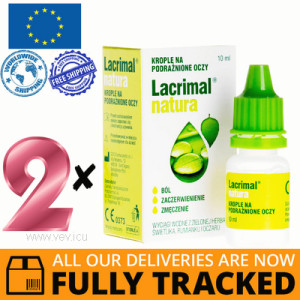 2 x LACRIMAL NATURA EYE DROPS 10 ML - MADE IN POLAND - FREE SHIPPING