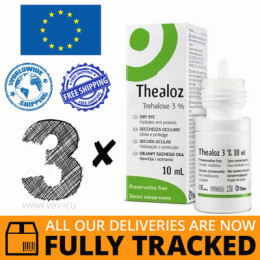3 x THEALOZ 3% 10ML EYE DROPS — MADE IN POLAND — FREE SHIPPING
