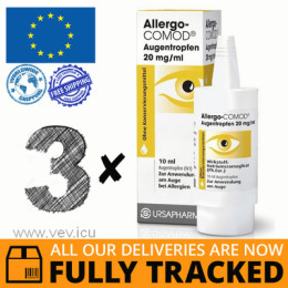 3 x ALLERGO-COMOD EYE DROPS 10ML - MADE IN GERMANY - FREE SHIPPING