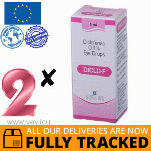 2 x DICLO-F EYE DROPS 0,1% 5ML - MADE IN INDIA - FREE SHIPPING