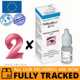 2 x INDOCOLLYRE EYE DROPS 0,1% 5ML - MADE IN USA - FREE SHIPPING