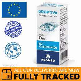 Droptiva Moisturizing Eye Drops 0.5% 10ml — Made in Poland by Adamed — Free Delivery
