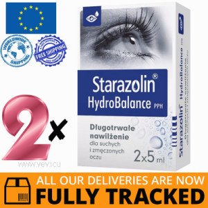 2 x STARAZOLIN HYDROBALANCE PPH EYE DROPS 2x5ML - MADE IN POLAND - FREE SHIPPING