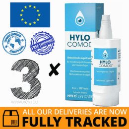 3 x HYLO-COMOD 10ML EYE DROPS — MADE IN GERMANY — FREE SHIPPING