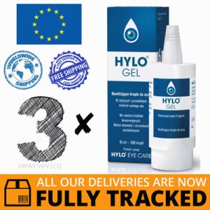 3 x HYLO-GEL 10ML EYE DROPS — MADE IN GERMANY — FREE SHIPPING