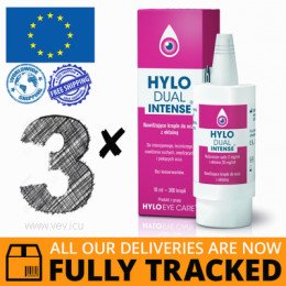 3 x HYLO-DUAL INTENSE 10ML EYE DROPS - MADE IN POLAND - FREE SHIPPING