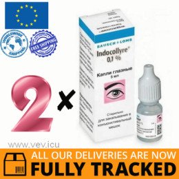 2 x INDOCOLLYRE EYE DROPS 0,1% 5ML - MADE IN USA - FREE SHIPPING