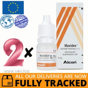 2 x MAXIDEX EYE DROPS 0,1% 5ML — MADE IN BELGIUM — FREE SHIPPING