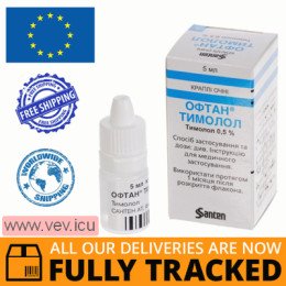 Oftan Timolol eye drops 5mg/ml 5ml — Made in Finland — Free Delivery