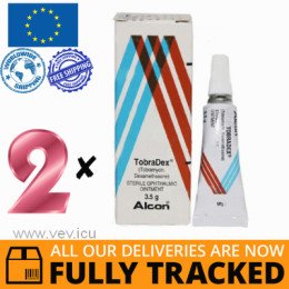 2 x TOBRADEX EYE OINTMENT 3,5G — MADE IN BELGIUM — FREE SHIPPING