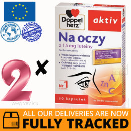 2 x DOPPELHERZ AKTIV FOR EYES WITH LUTEIN 30 CAPS - MADE IN GERMANY - FREE SHIPPING
