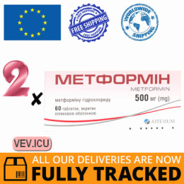 Metformin 500mg, 2p x 60 tablets — Made in Ukraine — Free Delivery