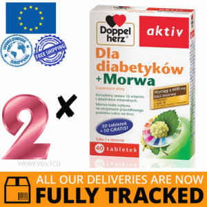 2 x DOPPELHERZ AKTIV FOR DIABETICS + MULBERRY (MORWA) 40 TABS — MADE IN GERMANY — FREE SHIPPING