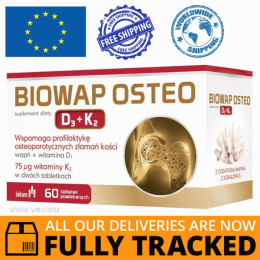 BIOWAP OSTEO D3 + K2 60 TABS - MADE IN POLAND - FREE SHIPPING